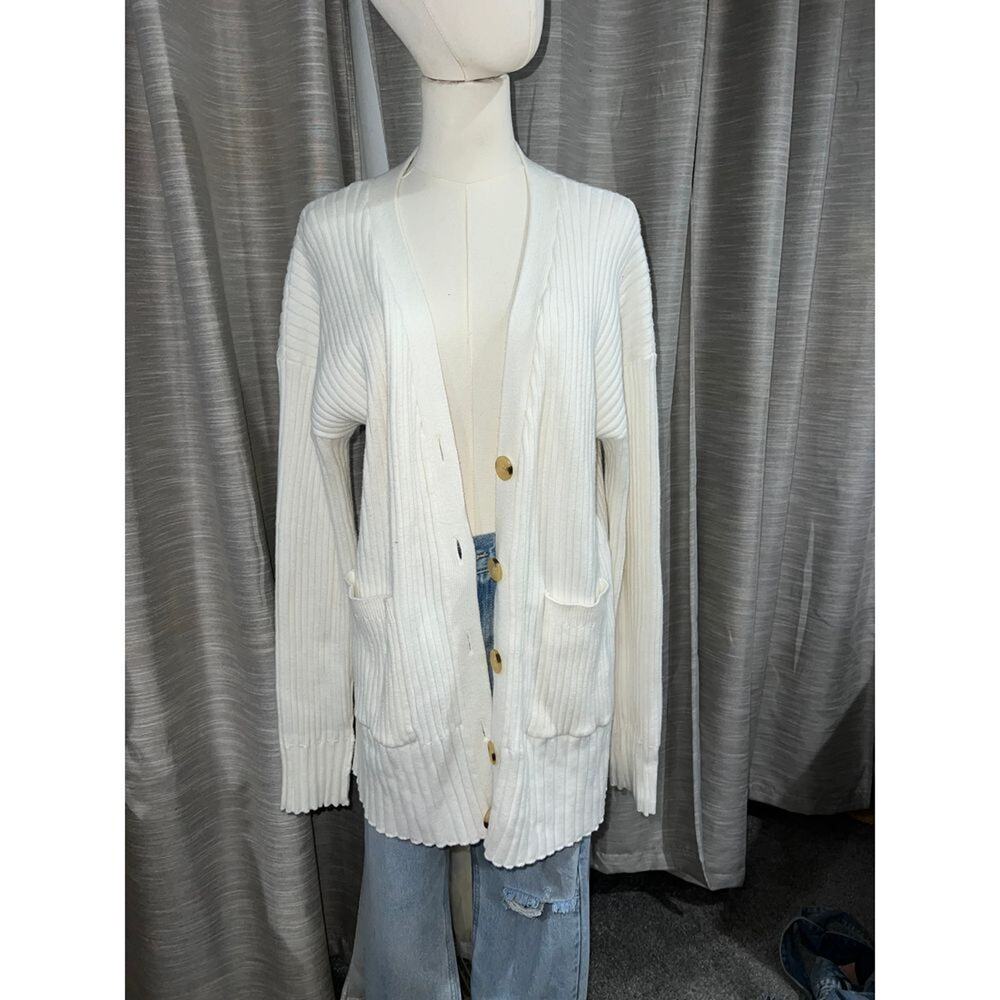 Calia ribbed knit white oversized cardigan medium